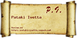 Pataki Ivetta névjegykártya